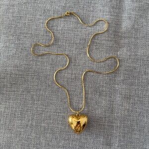 Gold Tone Heart Necklace | Classic Romantic Pendant